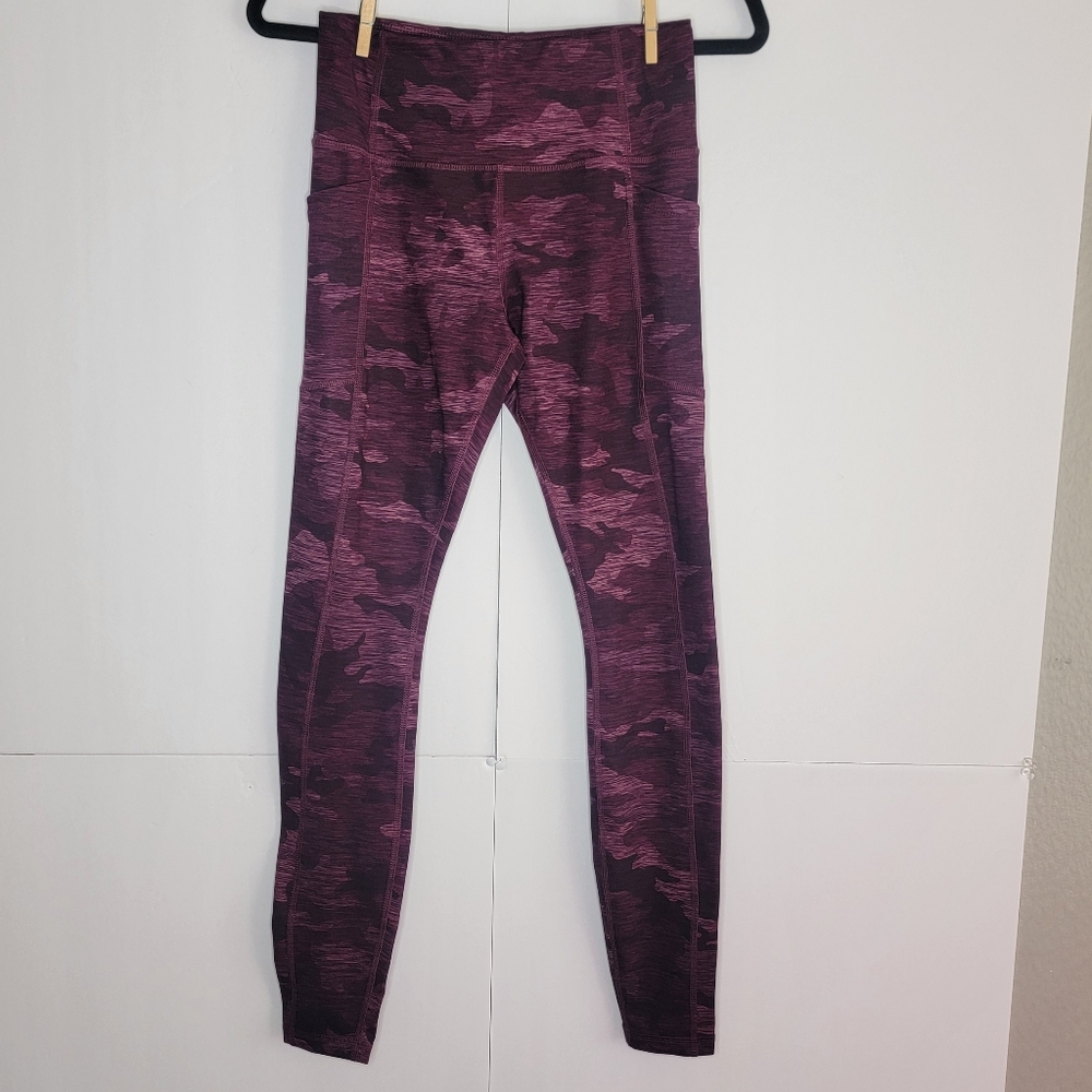 AVIA Plum Camo High Rise Leggings XS (0-2) Side Pocket Athletic